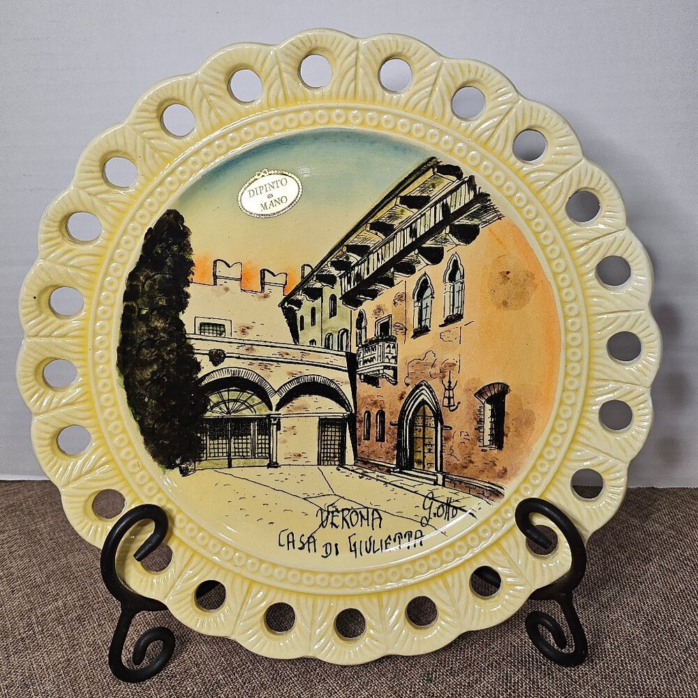 Vintage Dipinto a Mano Italy Verona Casa di Giulietta by Giotto Plate